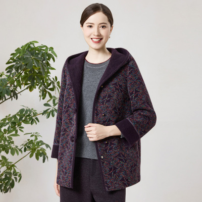 赏心岁月中老年女装妈妈毛呢大衣中长款2025冬装新款保暖外套大码