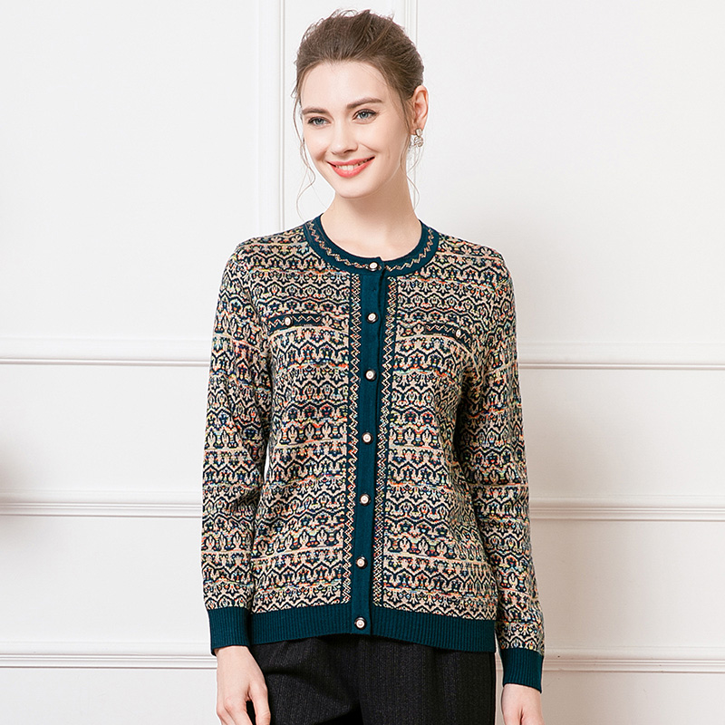 赏心岁月妈妈针织开衫洋气复古秋季新款中老年女装宽松大码妈妈装