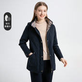 显瘦正品 赏心岁月中年妈妈休闲连帽蚕丝棉服秋冬新款 外套宽松大码