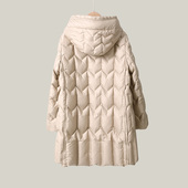 外套正品 赏心岁月中年妈妈连帽羽绒服中长款 加厚保暖90白鸭绒冬装