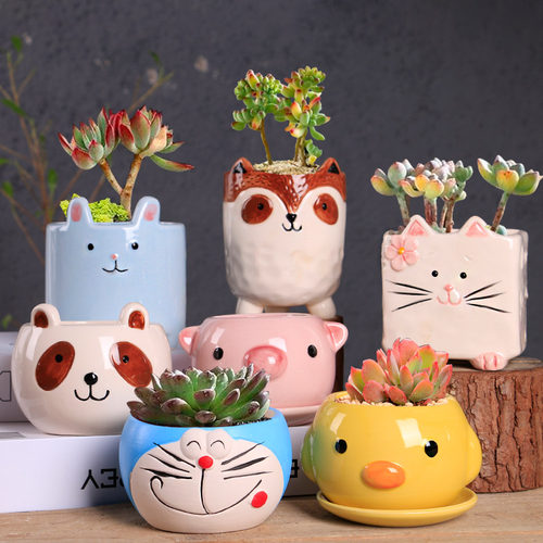 动物可爱卡通花盆陶瓷