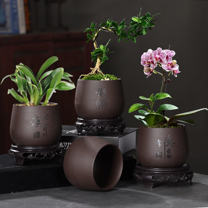 花盆陶瓷花盆蝴蝶兰花文竹花卉绿植盆栽多肉盆景紫砂兰花盆带底座,鲜花速递/花卉仿真/绿植园艺,花盆,淘宝优惠券,粉丝福利购,淘宝优惠卷