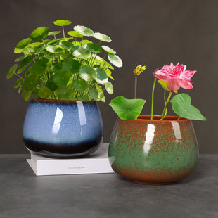 复古窑变陶瓷花盆绿萝铜钱草绿植花盆花卉种植盆栽装饰水培花瓶