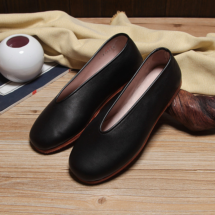 步隆升男皮镶芯底低帮中老年圆元口皮鞋爸爸老头单鞋散步开车鞋黑