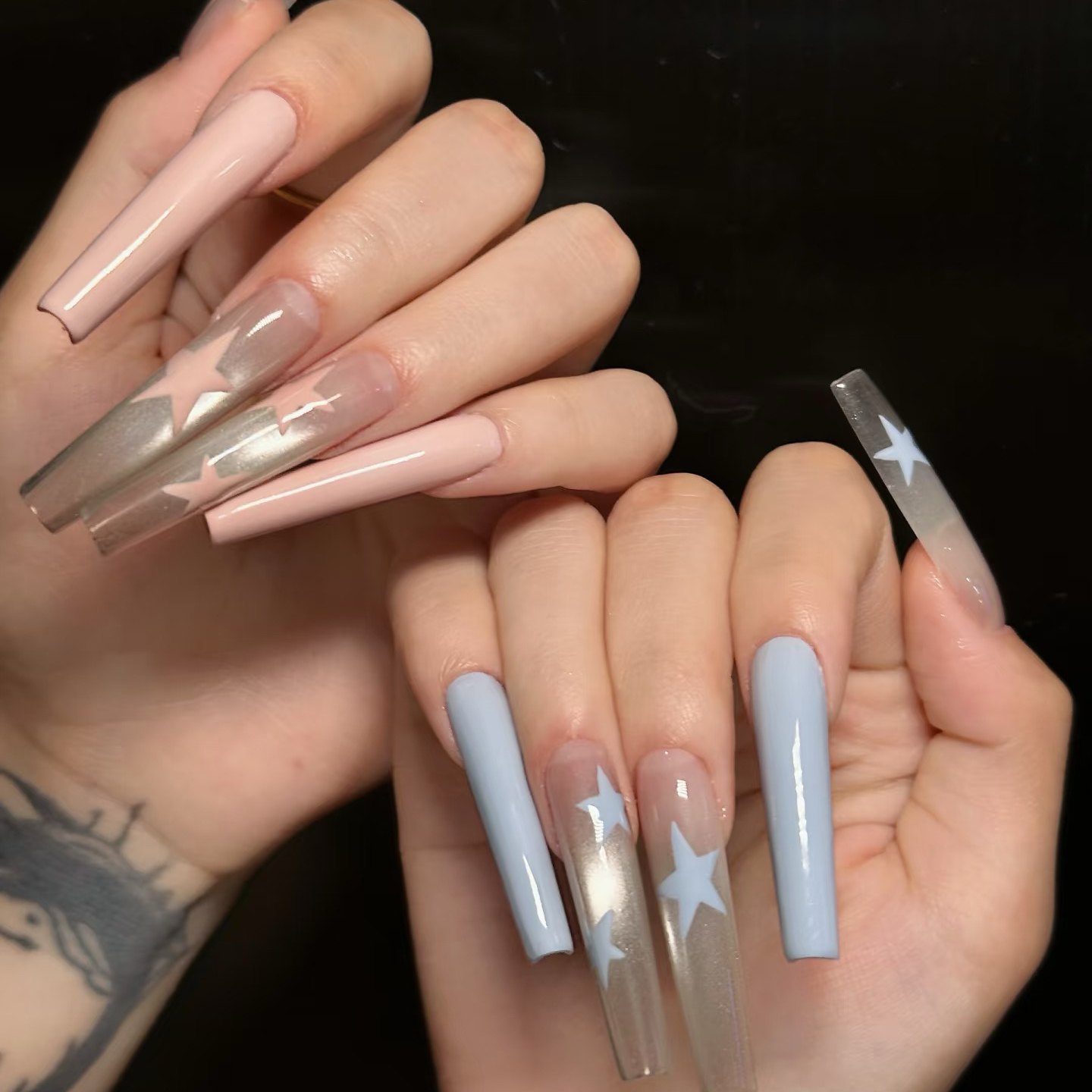 纯手工穿戴甲高级感显白星星