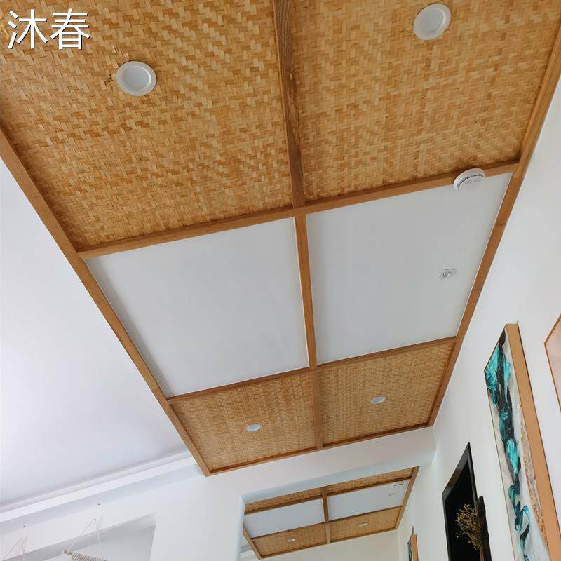 手工人字竹编席子吊顶墙面装修竹席复古装饰工程用防腐防虫
