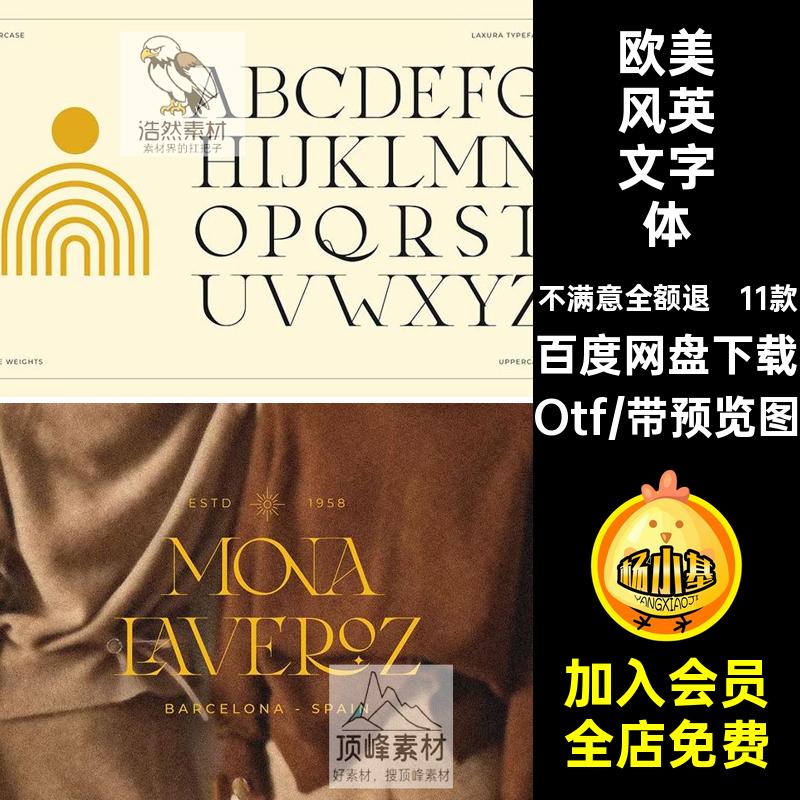 11款欧美风英文字体Otf艺术衬线杂志标题海报画册杂志标题设计