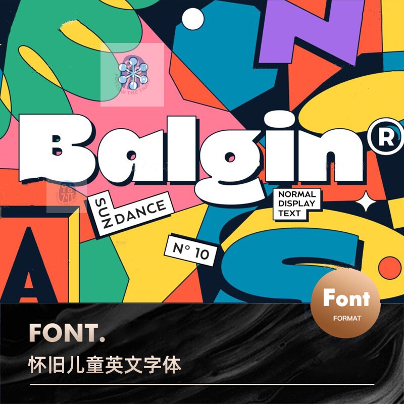 51款怀旧儿童复古卡通可爱流行英文字体字库Logo海报标题设计mac