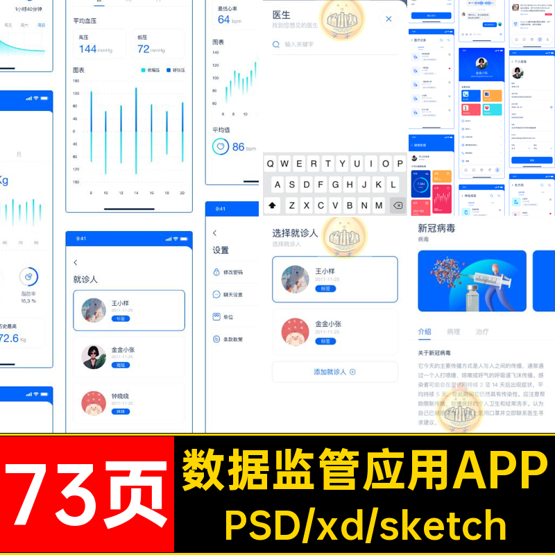医疗医院社康挂号网上买药身体数据监管appUI设计psdxdsketch