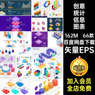 66款立体统计信息图表概念矢量EPS数据统计对比图创意流程矢量EPS