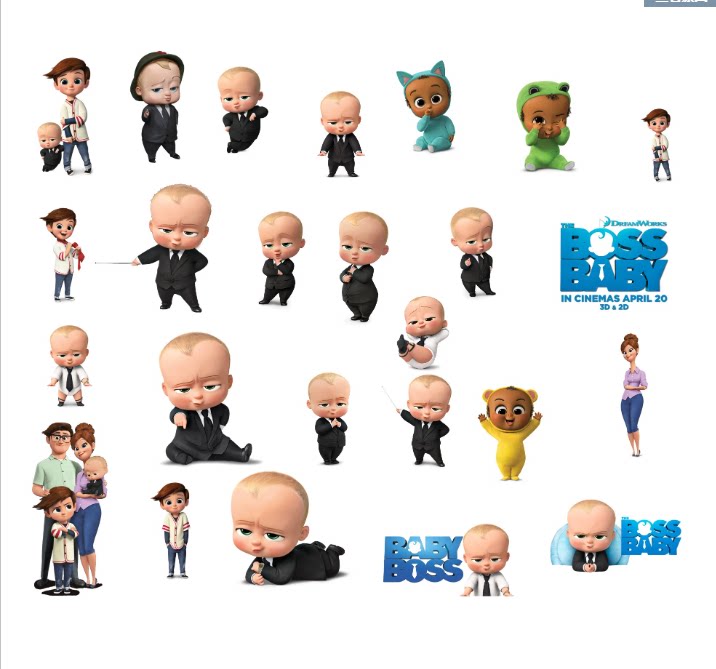 宝贝老板大头娃娃卡通人物免抠图宝宝宴周岁生日派对背景素材设