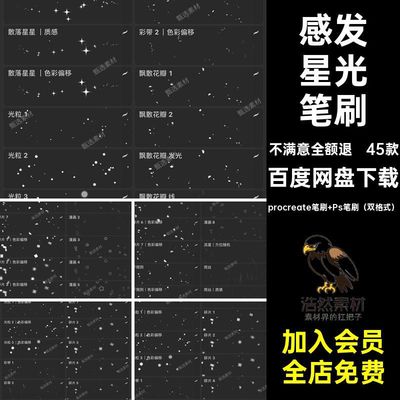 45款星形星光笔刷procreate点缀装饰亮光氛围感发光点PS五角光斑