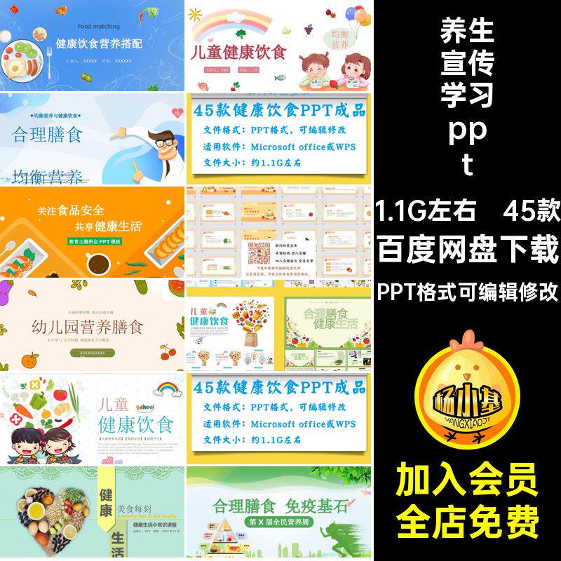 健康饮食PPT成品PPT格式可编辑修改生活幻灯片模板营养知识养生