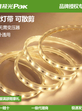 三雄极光LED灯带高压220V超亮8W光河软灯条60珠灯槽背景墙贴片灯