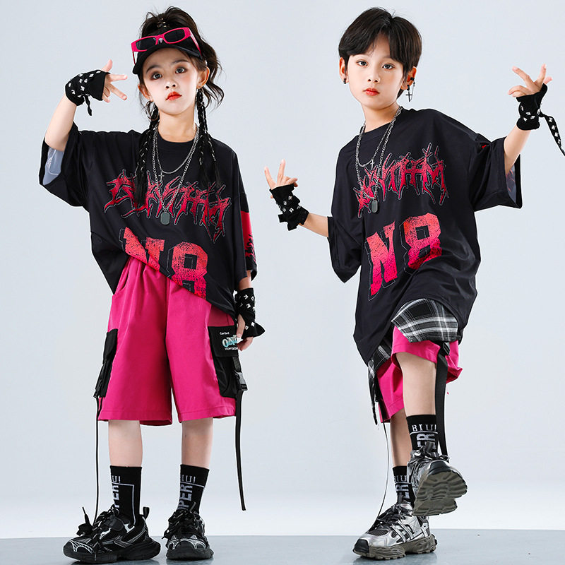 嘻哈女童街舞服幼儿园架子鼓潮宝走秀表演出服大男童爵士舞蹈服装