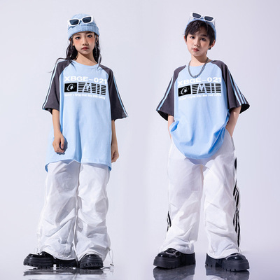 六一儿童街舞演出服少儿架子鼓服装宽松男童嘻哈潮服女童hiphop酷