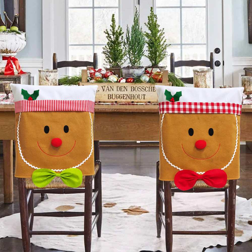 创可达新款圣诞节装饰品椅背套姜饼人圣诞派对布置圣诞用品