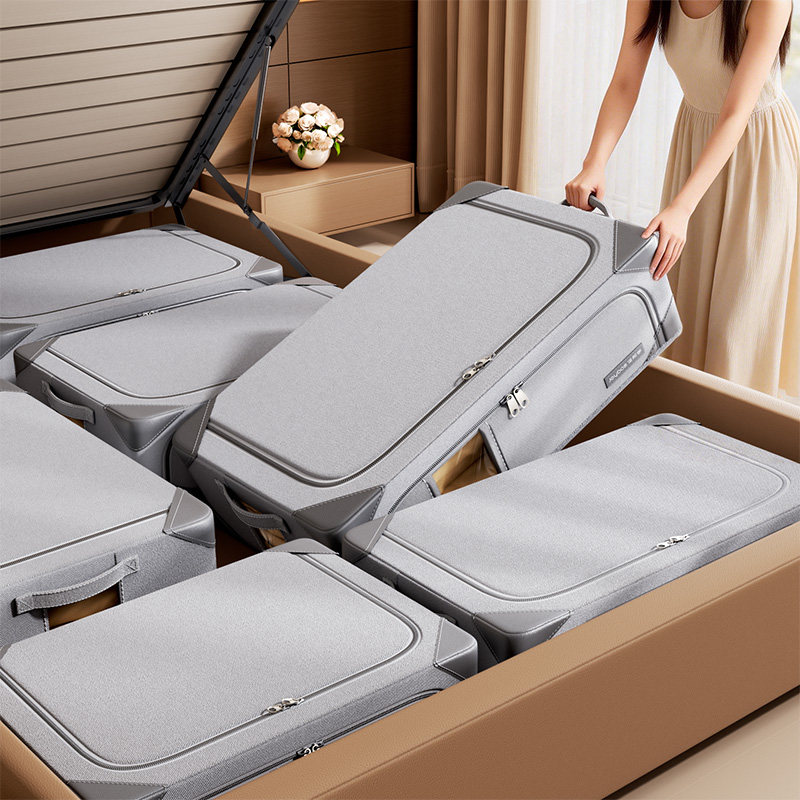 床底收纳箱扁平布艺衣服被子床下整理箱大容量可折叠家用储物箱子