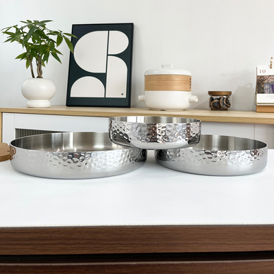 chockmen卓德铭18/10不锈钢多功能烤盘煎盘三层钢菜盘碟水果坚果