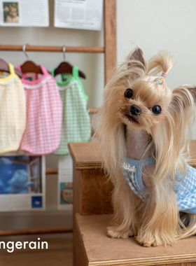 GINGERAIN 小型犬衣服马尔济斯泰迪背心纯棉舒适弹力护肚格子吊带