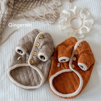 GINGERAIN 夹棉小外套系扣实用马尔济斯衣服约克夏小型犬保暖卫衣
