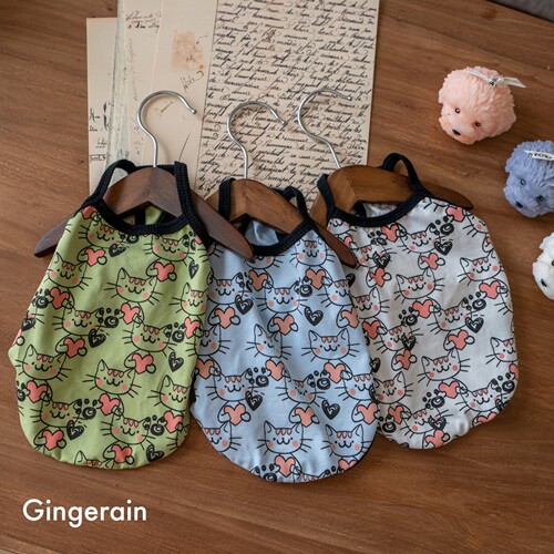 GINGERAIN 小型犬衣服马尔济斯泰迪背心纯棉舒适弹力护肚吊带