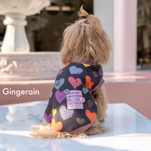 GINGERAIN 爱心便利贴加绒卫衣小型犬马尔济斯约克夏马尔泰背心