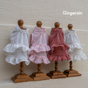 GINGERAIN 法式荷叶边衬衫马尔济斯衣服比熊约克夏飘逸初恋背心裙