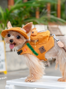 GINGERAIN 露营户外遛狗背包胸背带约克夏马尔济斯超小体犬书包