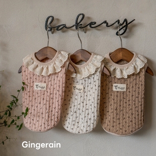 GINGERAIN 针织娃娃领背心碎花小型犬衣服泰迪马尔济斯马尔泰春夏