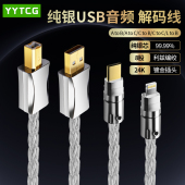 纯银USB音频解码 线A转B C转B声卡typecDJ控制器混音器DAC连接线