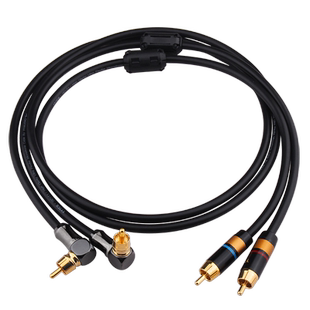 纯铜发烧级双莲花弯头rca音频信号线二对二CD功放音箱音响连接线