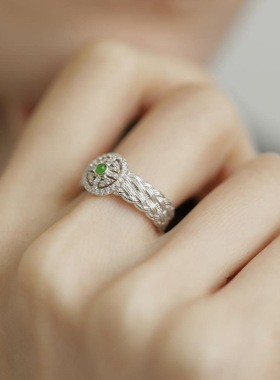 英国TopWhit蕾丝编织玉石戒指女国潮气质轻奢时尚个性百搭食指尾