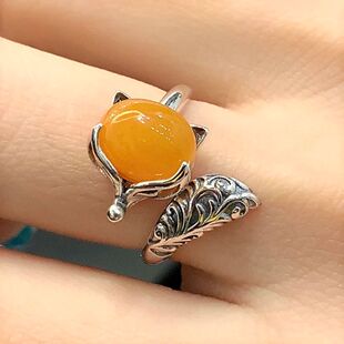 英国topwhit小巧精致狐狸戒指女个性复古做旧文艺范小众设计感