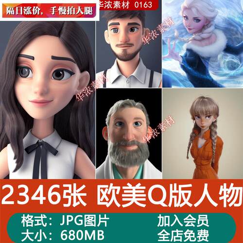 欧美Q版人物原画设定图片欧式3D卡通插画 CG游戏动漫美术参考素材
