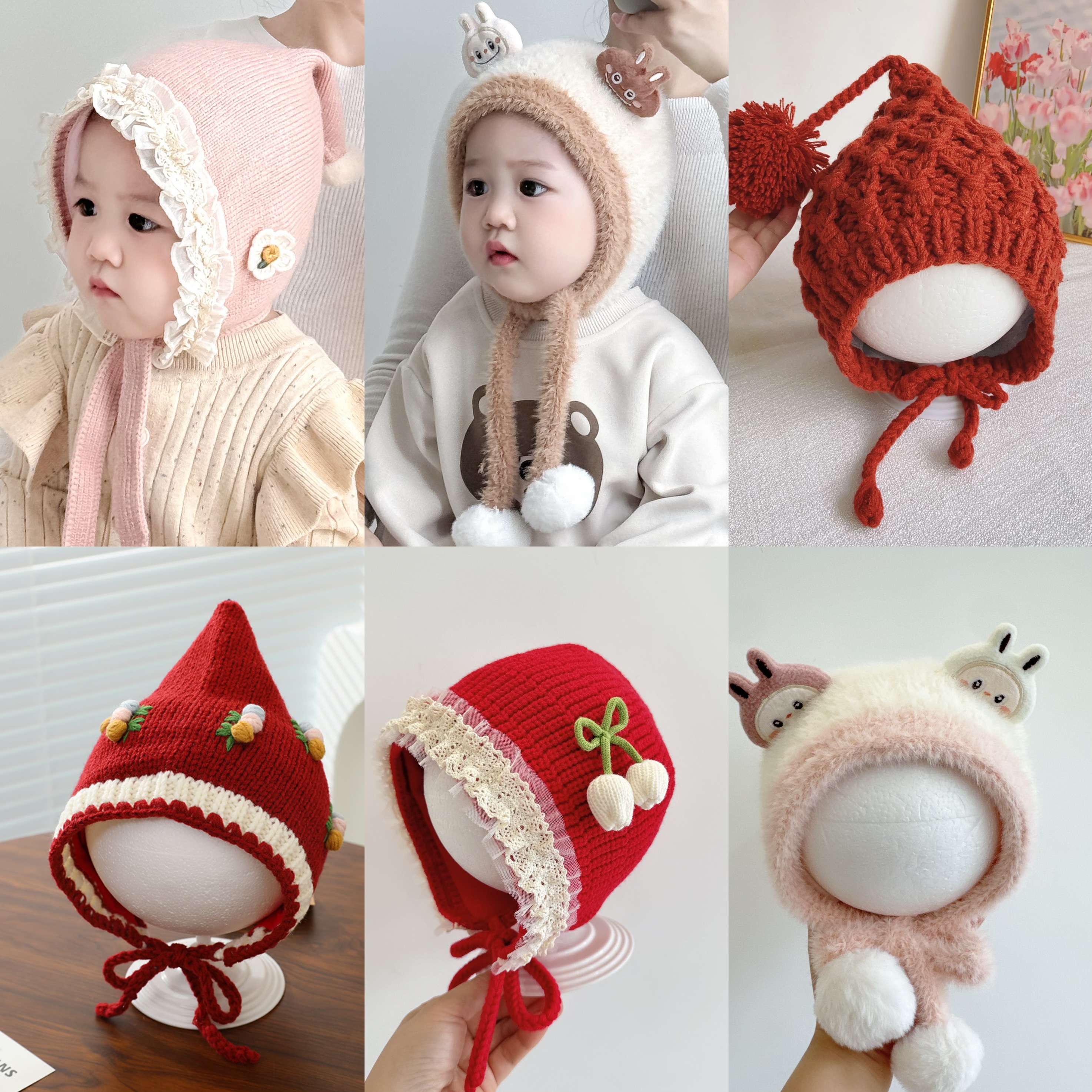 【编号101~156】参考年龄6-24个月头围44-48cm 男女宝宝冬季厚帽