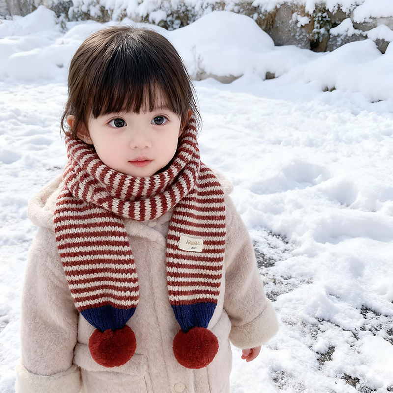 儿童围巾秋冬季男女童围巾保暖宝宝针织围脖百搭冬天防风条纹ins,童装/婴儿装/亲子装,围巾,淘宝优惠券,粉丝福利购,淘宝优惠卷