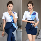 足浴技师工作服女养生会所显瘦足疗酒店前台桑拿工衣套装 春夏气质