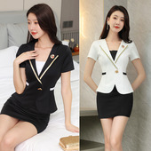 桑拿足疗足浴技师工作服2598 2023秋季 套装 酒店空姐制服短袖 新款