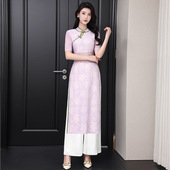 4836 足浴技师服中袖 改良旗袍美容养生工作服套装 2025秋冬新款