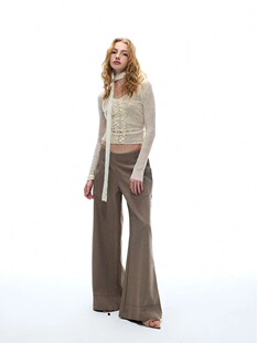 奶杏双层蕾丝捏褶花边掐腰灵动飘带打底衫 No3kou法式 洋气姐姐