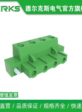 DERKS绿色焊接插拔式接线端子YC091-762带法兰接头连接器KF2EDGKM