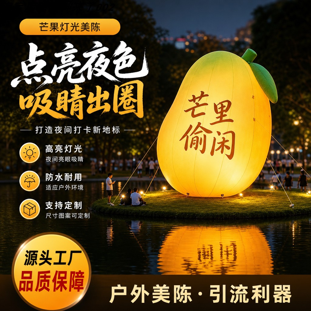 网红芒果造型充气气模发光地标户外夜光装饰防水耐用引流打卡装置