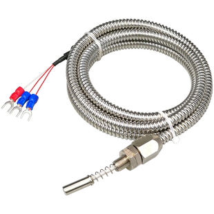 Pt100端面热电阻金属软管探头可伸缩温度传感器电机轴承表面测温