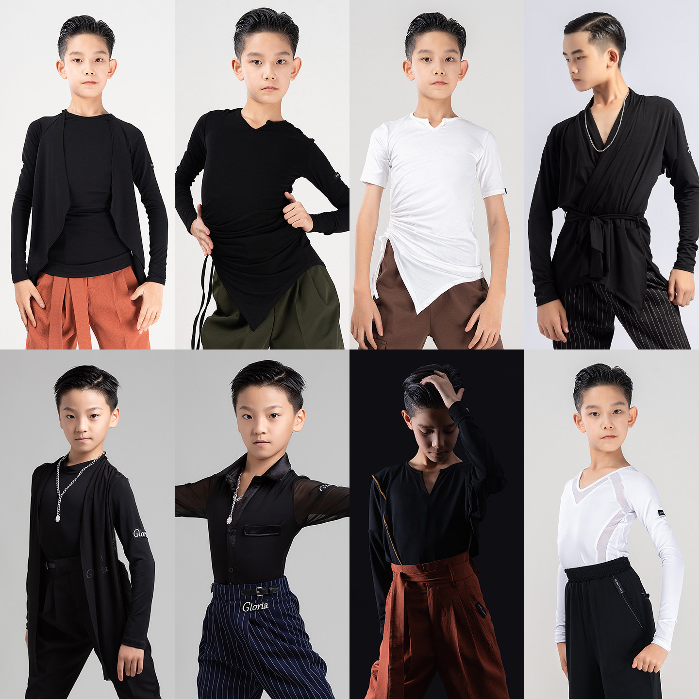 断码清仓歌瑞亚拉丁舞服新款男童恰恰上衣儿童拉丁演出训练功服