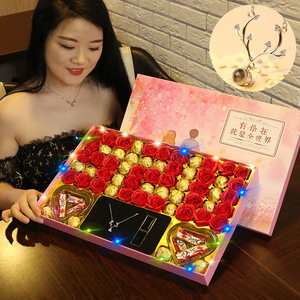 情人节礼物送女友巧克力香皂花礼盒生日礼物女生浪漫新奇浪漫