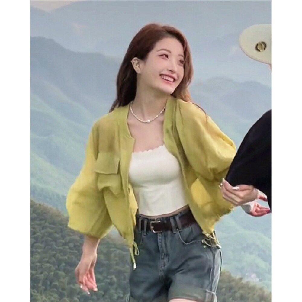 日系CherryKoko轻薄透气短款防晒衣女2026新款夏季小个子抽绳设计