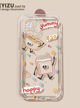 适用于苹果15手机壳14promax卡通薯条13pro透明11/12mini全包镜头7/8p透明6s新款xr软硅胶xsmax防摔se3超薄潮