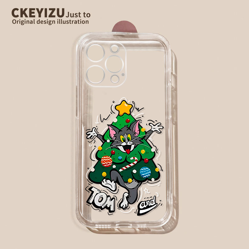 圣诞猫和老鼠适用苹果16手机壳新款iPhone15pro透明14plus软硅胶13promax全包11/12mini防摔xs女8p/7超薄6sp