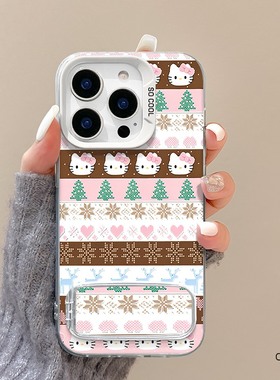 适用于红米note14手机壳雪花凯蒂redmi新款13pro镜子支架NOTE12PRO磨砂彩银nt11/9防摔支点turbo3全包13r女9a